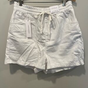 NWT Nordstrom TopShop Millie Pull-On Shorts Size 8 White Drawstring